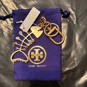 Tory Burch Gold-Tone Multicolor Enamel Charm Key Ring